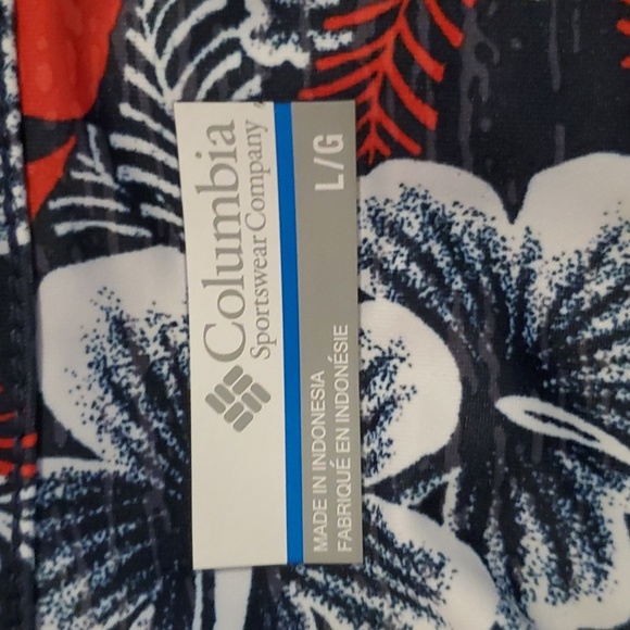 Columbia PFG Dress, Tropical Floral Patterns, Red, White & Blue, Size L - Picture 7 of 11